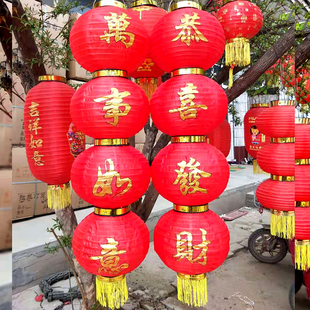 大红灯笼户外防水连串灯笼 新年元旦恭喜发财万事如意带字灯笼