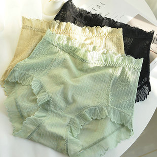 外贸内裤女原单日单出口日本高腰收腹柔软蕾丝包臀柔软女士三角裤