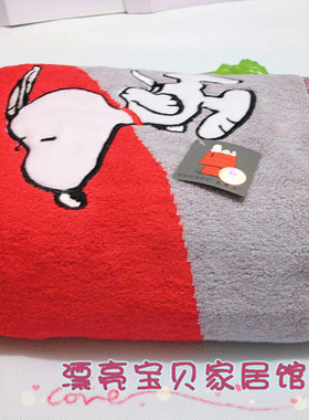 金号毛巾 专柜正品 金号史努比 大红S浴巾 纯棉加厚  SN3026H