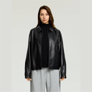 秋冬解构机能翻领宽松真皮皮衣外套夹克 头层小羊皮 OCTOBEE LAB