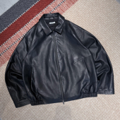 羊皮植鞣皮 OCTOBEE LAB 真皮皮衣解构翻领哑光短宽夹克外套男