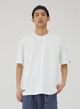 OCTOBEE日系宽松休闲纯棉圆领小领口情侣CLEAN FIT打底短袖T恤潮