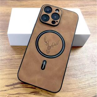 Luxury PU Leather Deer Case For iPhone 17 16 15 14 13 12 11 Pro Max 16E 15 Plus Xs XR Magsafe Cover