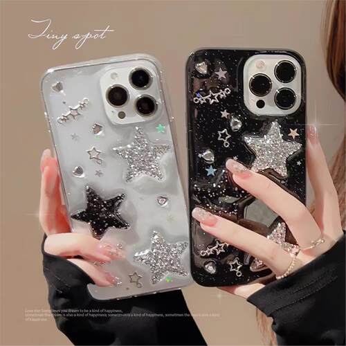 适用于iPhone14 15 16 Pro Max Star Case苹果16/15plus 11 12 13pro max xsmax xr x 78p se2/3 bling cover