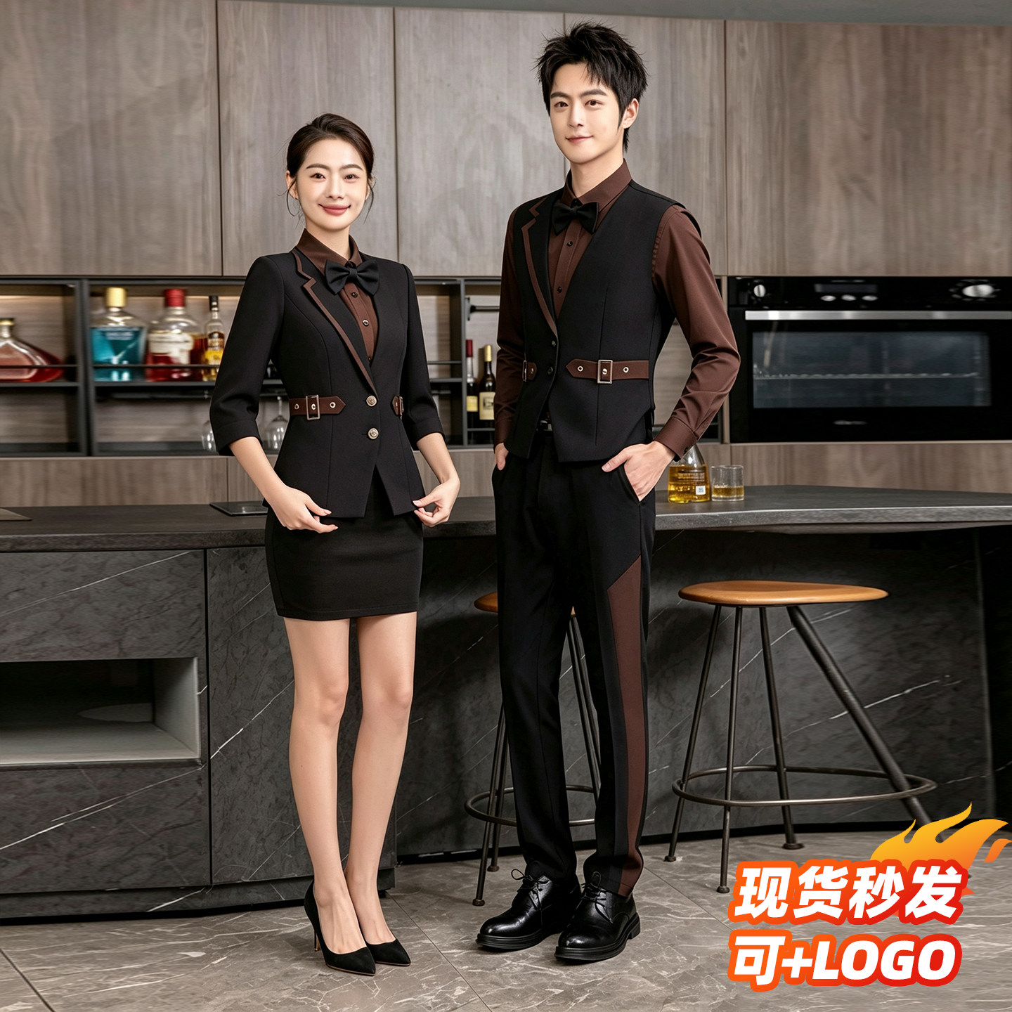 高端酒吧夜场男女服务员工作服秋冬套装派对KTV公主少爷DJ服工装图片