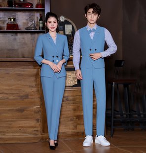 夜场少爷公主DJ服工装 酒吧KTV服务员男女工作服秋冬套装 装 高端裤