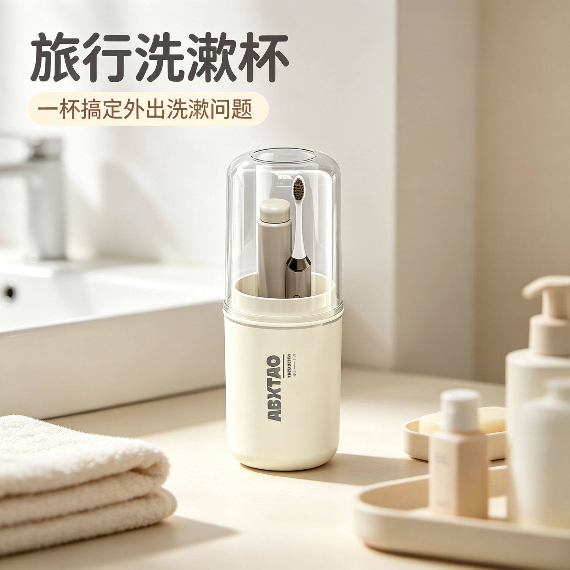牙刷杯旅行刷牙便携密封家用收纳洗漱宿舍PP塑料牙杯分杯式漱口杯
