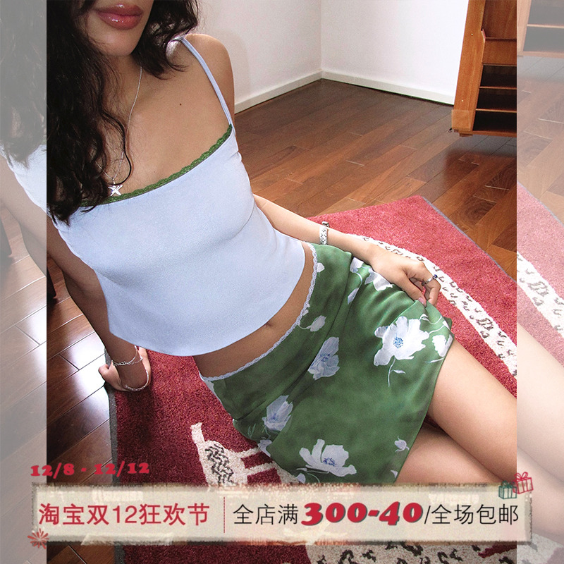 ITSNIKAR 经典U领针织背心吊带女夏秋修身显瘦内搭撞色拼接短上衣
