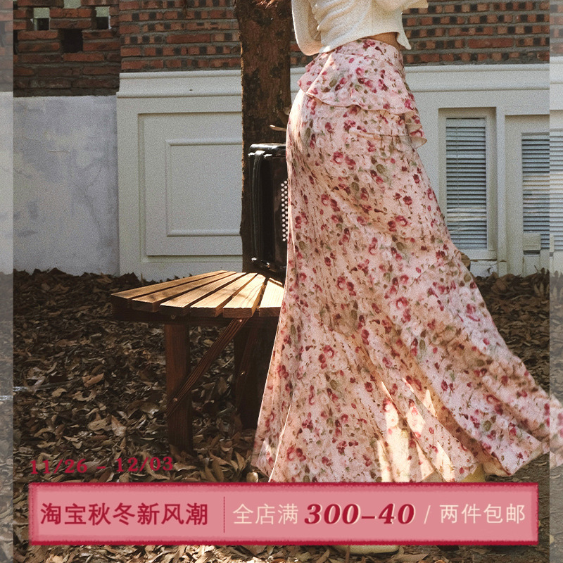 ITSNIKAR法式碎花半身裙