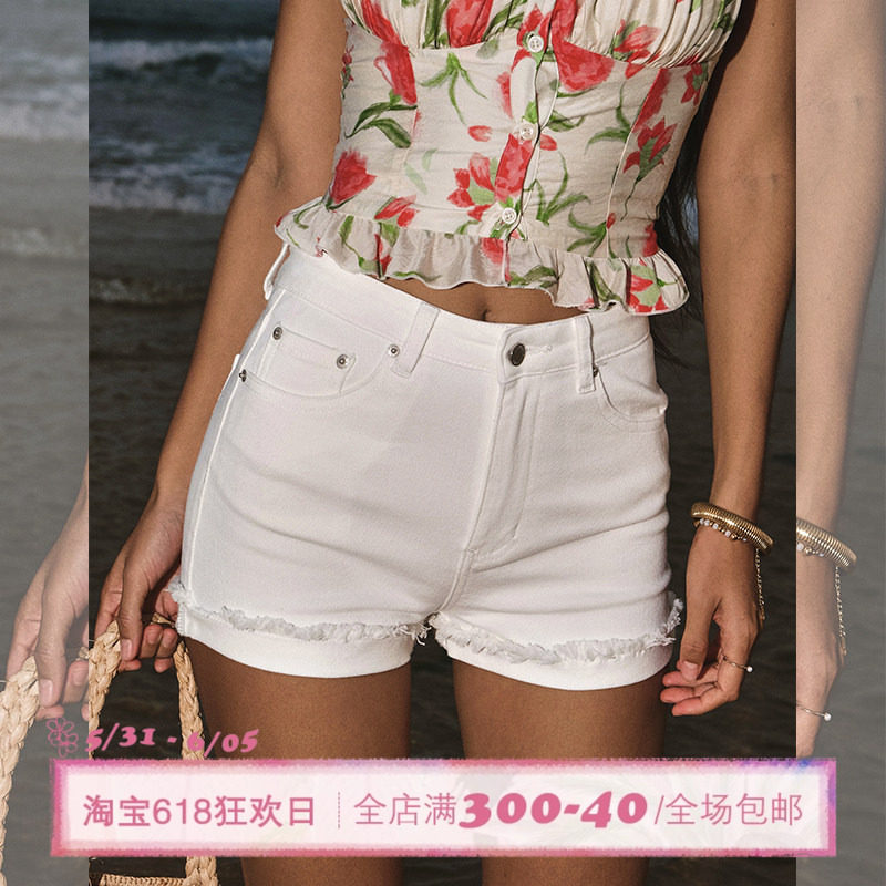 ITSNIKAR 法式复古卷边牛仔短裤女夏高腰百搭包臀热裤显腿长裤子
