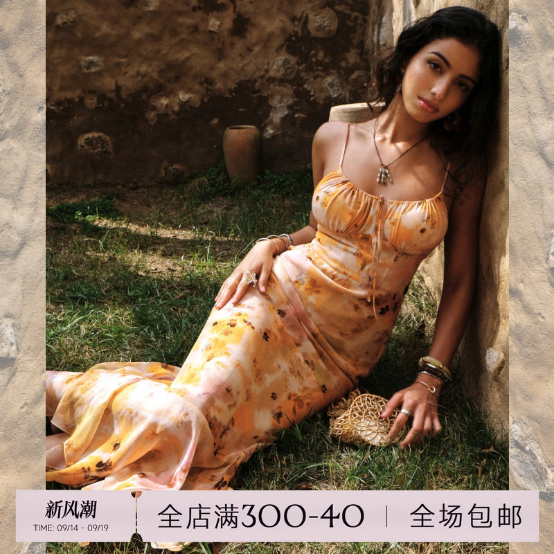 ITSNIKAR 【獨家印花】吊带连衣裙女夏性感包臀裙海边度假长裙子图片