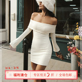 ITSNIKAR法式 限时清仓3折起 不褪不换 一字肩针织连衣裙