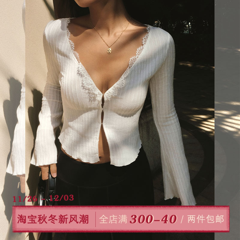 ITSNIKAR蕾丝花边针织开衫