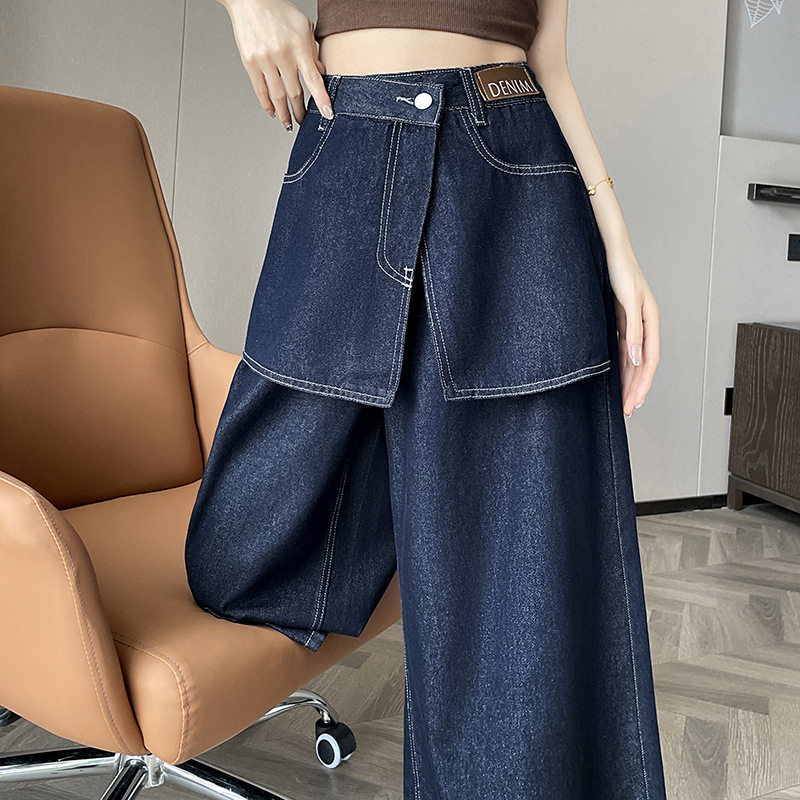 丹宁蓝屁帘七分牛仔裤女2025夏季