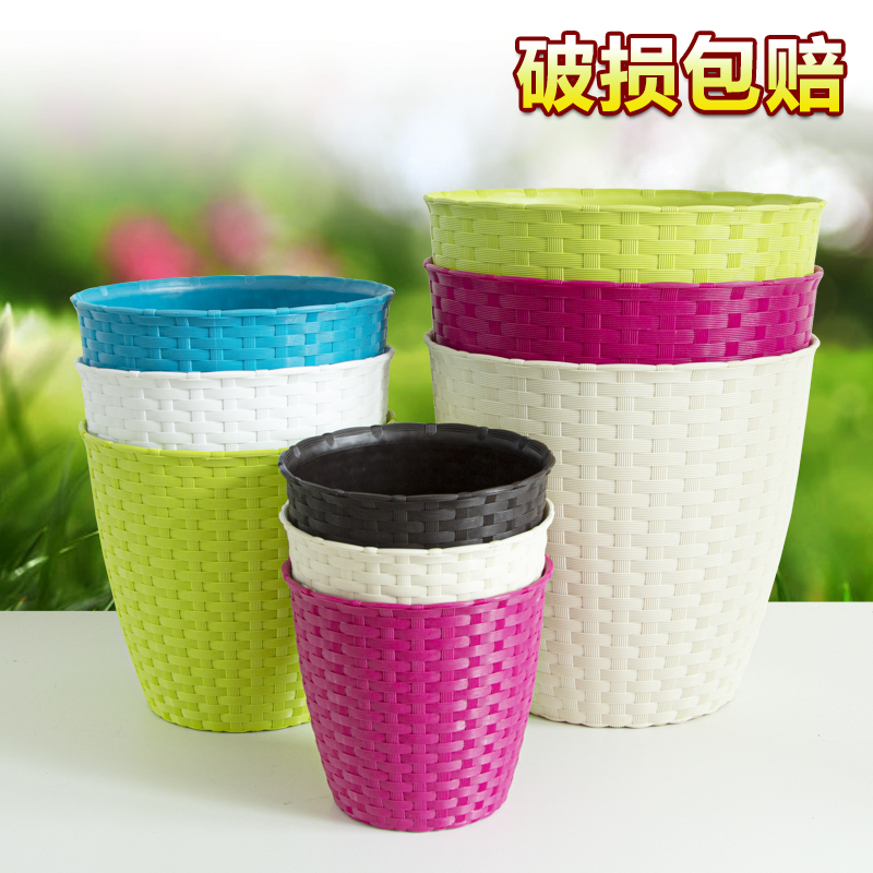 树脂田园加厚仿藤编高档花盆