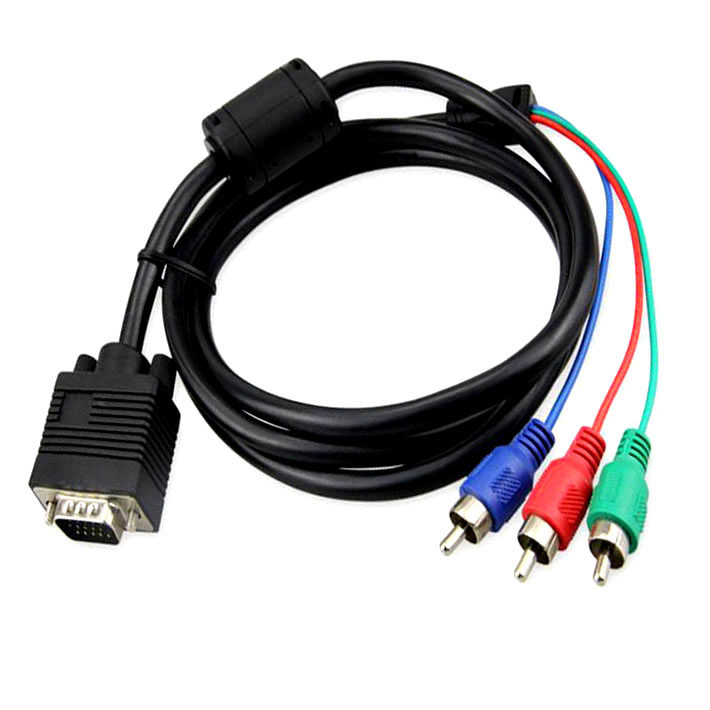 电脑显示器线vja色差高清接口转hdmi转视频线一分三av转换线母头