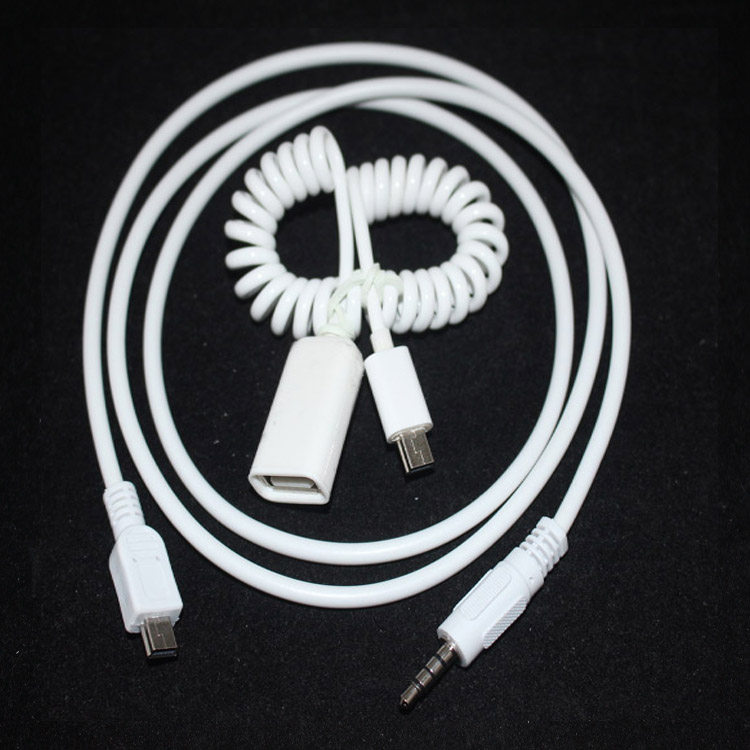 方形miniusb汽车载音响t型口转usb母头接口插U盘转接音频线aux头