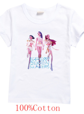 夏季Kpop Demon Hunter女童装卡通印花童装全棉T恤纯棉男女童上衣