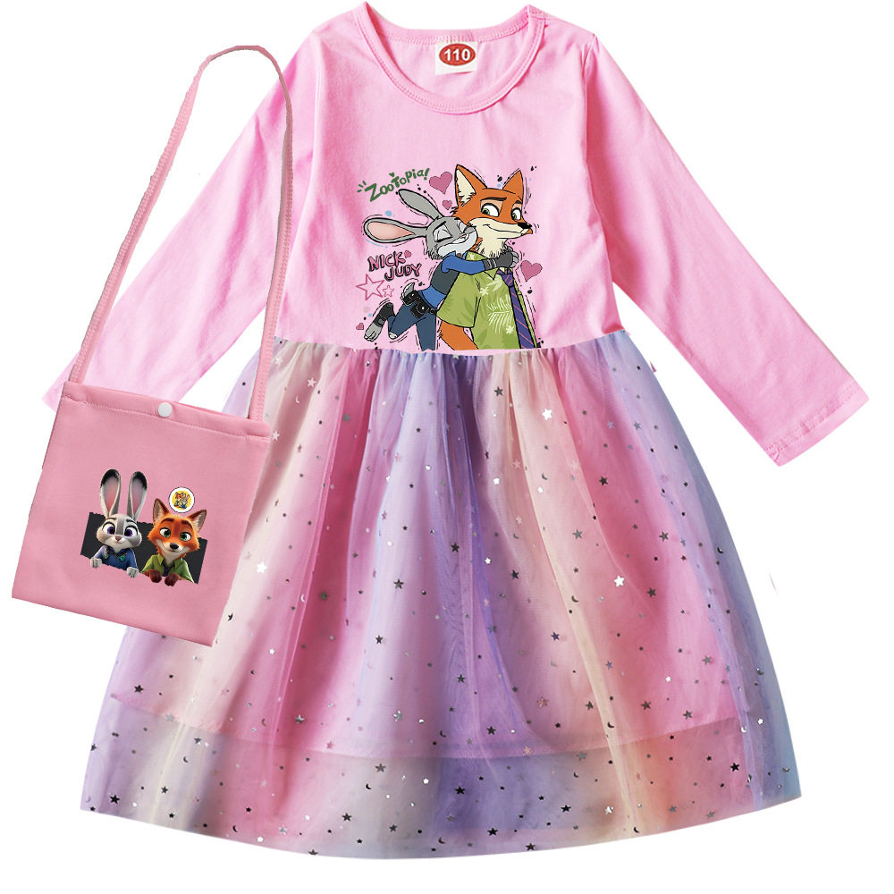 044+包包圆领长袖女童连衣裙