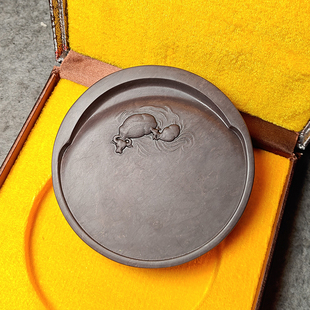 全壹端砚宋坑文房四宝肇庆端砚砚台原石雕刻磨墨书法专用天然圆砚