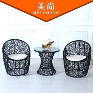 厂庭院组合藤户外编织阳台藤椅三件套藤编休闲仿PE创意茶几桌椅促