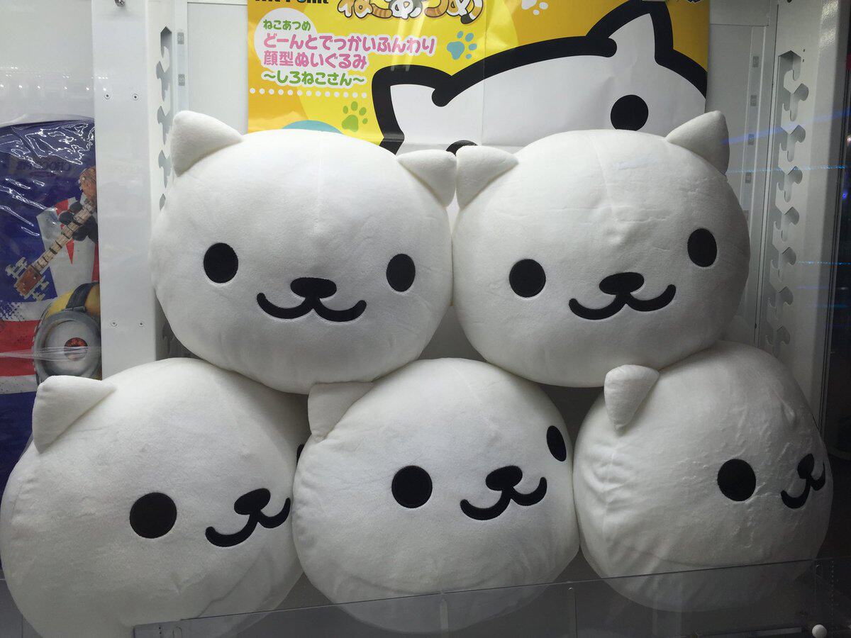 一番正品[现货特价]眼镜厂 猫咪后院 满足桑 白猫 脸型靠垫抱枕