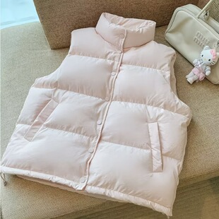 超韩粉色无袖马甲外套女冬季百搭休闲宽松保暖棉衣棉服小个子