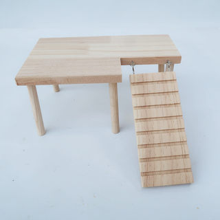 仓鼠笼二层造景平台桌子爬梯踏板实木楼梯仓鼠用品金丝熊原木玩具
