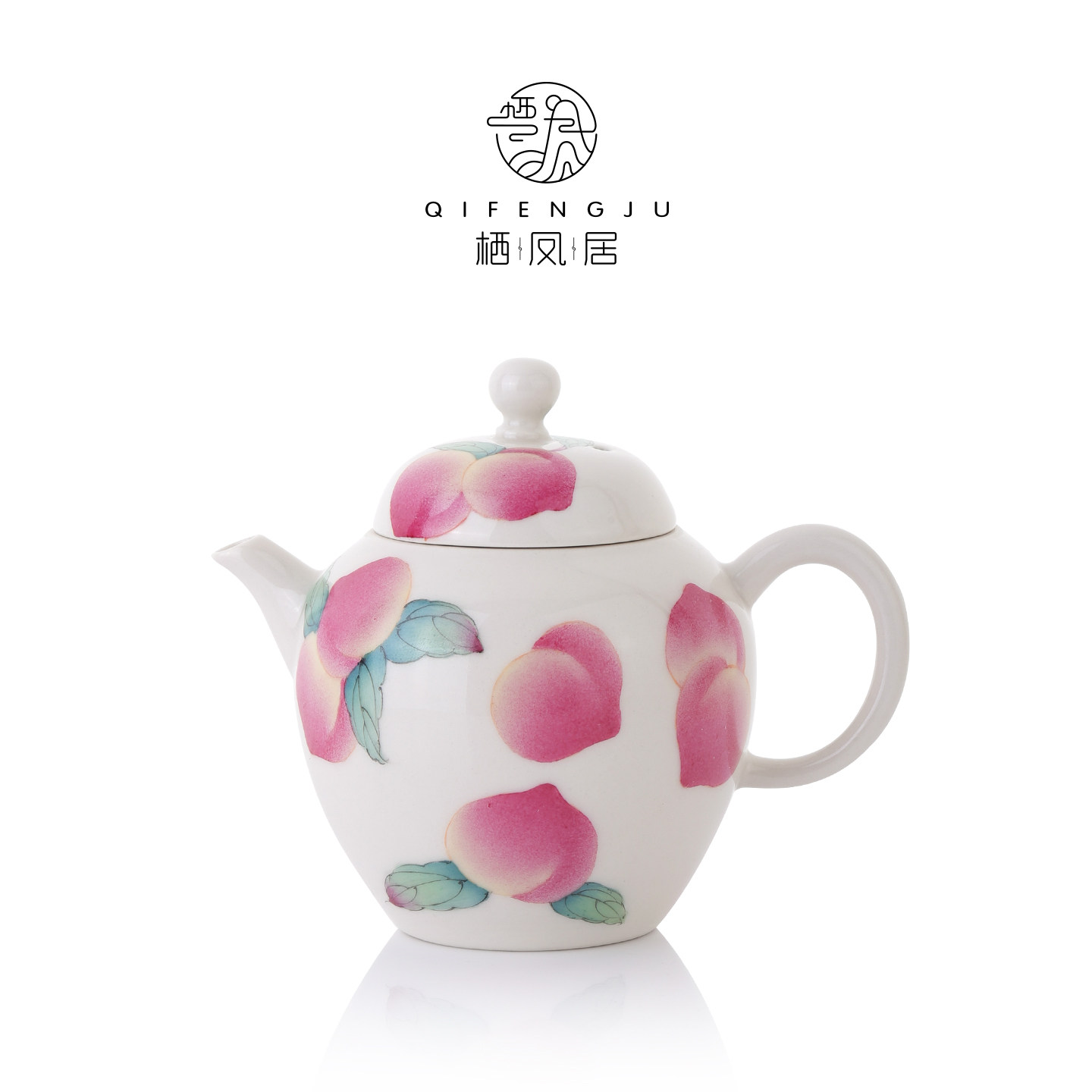 景德镇陶瓷全手工手绘粉彩粉嫩少女心寿桃盖碗主人杯茶杯功夫茶具