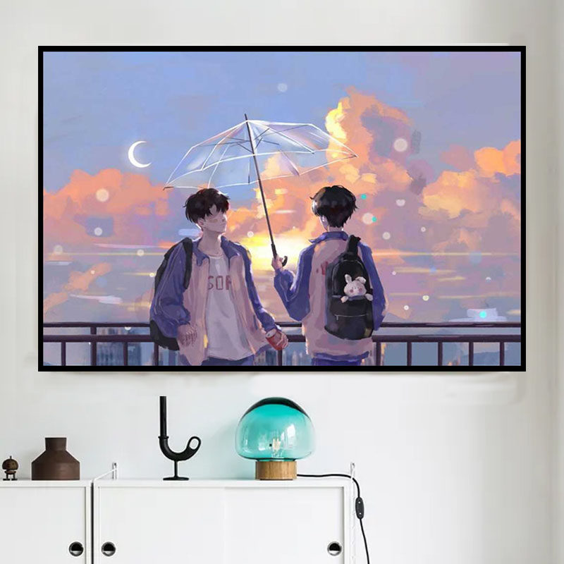 某某小说动漫周边原耽插画diy数字油画卡通油彩画手绘填色装饰画