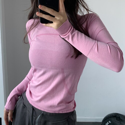 长袖女健身瑜伽体桖高弹透气