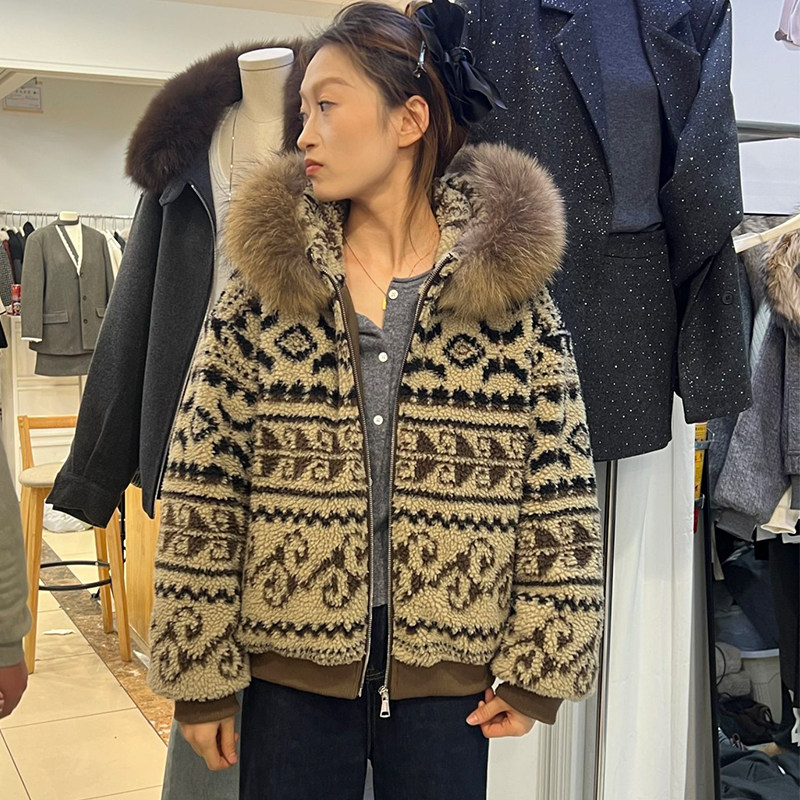 独秀费尔岛风毛领连帽羽绒服女短款复古拉链温暖加厚拉链外套印花,女装/女士精品,羽绒服,淘宝优惠券,粉丝福利购,淘宝优惠卷