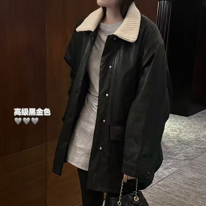 xiaoman25133韩版毛线领皮衣加棉