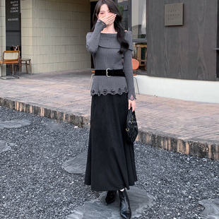 穿搭一整套2025秋天新款气质百搭修身显瘦针织衫+半身裙套装女装