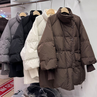 2025冬天新款立领中长款羽绒服女加厚保暖90白鸭绒外套高级感外套