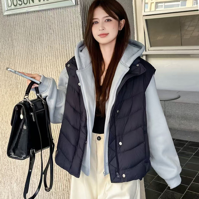 卫衣马甲套装四季青白鸭绒左芷