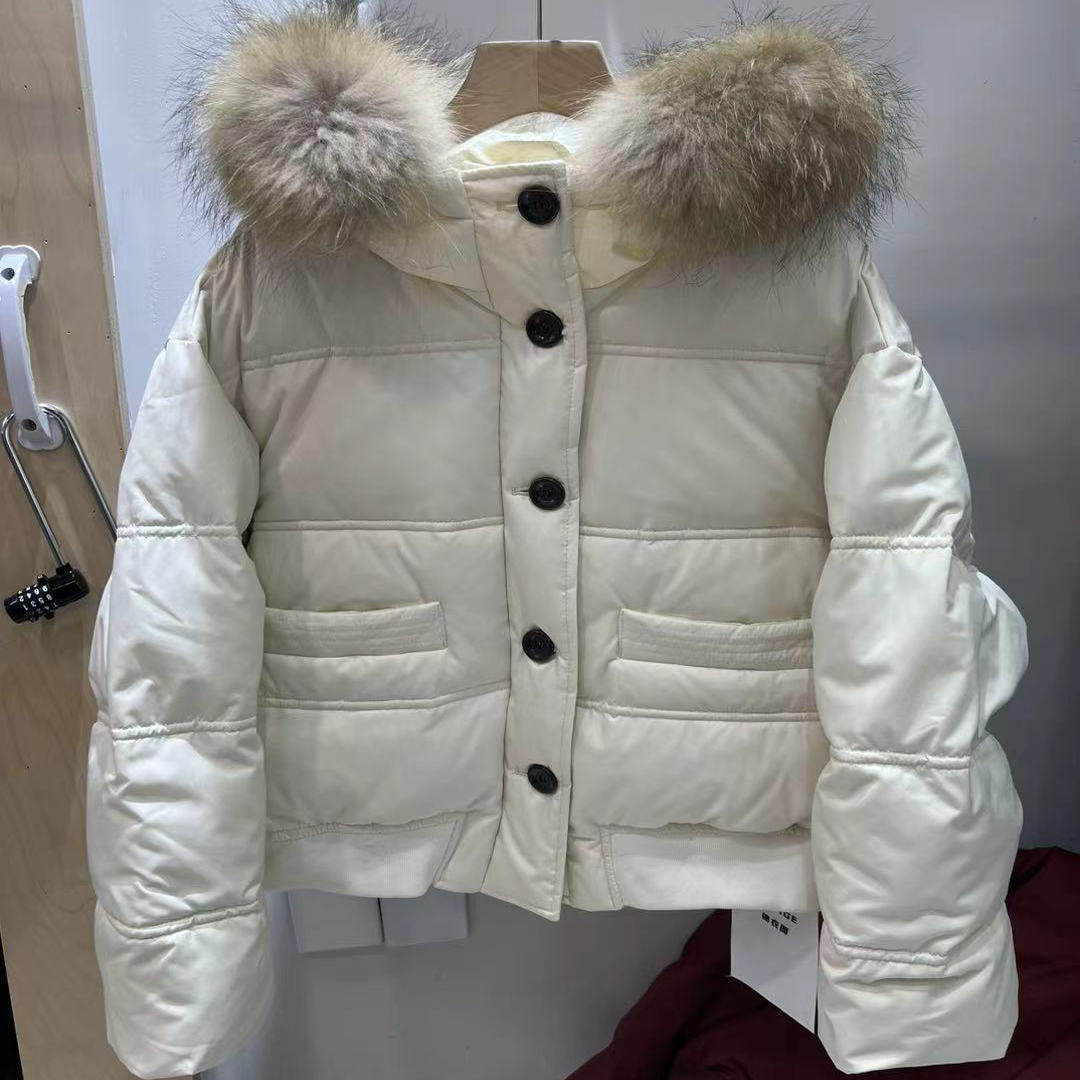 尚时代大毛领工装羽绒服女短款加厚保暖宽松小个子外套冬季新款