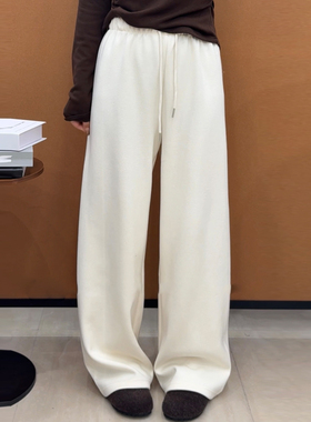 加绒窄版显瘦垂感好裤子女2025超火休闲直筒裤慵懒风ouse品牌