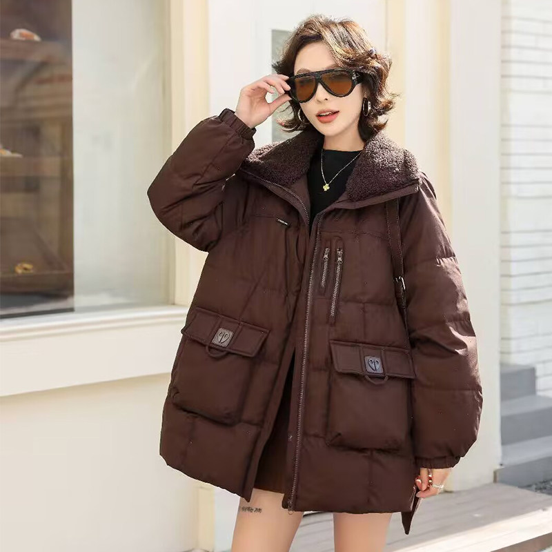 印象秋水学院风工装口袋羽绒服女中长款2025冬季新款翻领保暖外套,女装/女士精品,羽绒服,淘宝优惠券,粉丝福利购,淘宝优惠卷