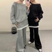 伊纱品牌喇叭裤 女洋气 套装 子 卫衣二件套2025开春穿搭一整套时尚