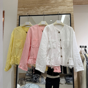 亚麻高级感短外套女2026春装新款宽松甜美通勤穿搭外穿巨好看上衣
