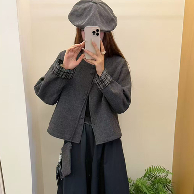 SXM2025秋新款时尚圆领外套女