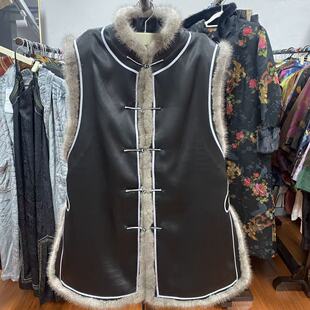 定制黑皮子毛条长款马甲1118，不支持7天无理由