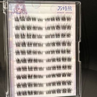 万特熊睫毛Jennie同款钓系猫猫款三部曲单簇分段新手假睫毛