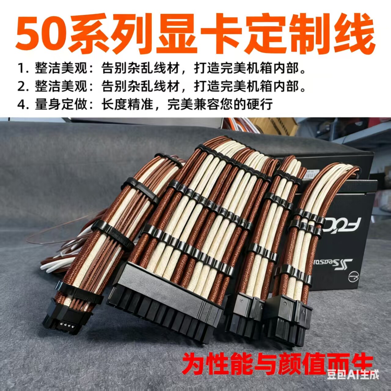 猫头鹰配色定制线海盗船海韵华硕追风者全模组电源定制线硅胶包网