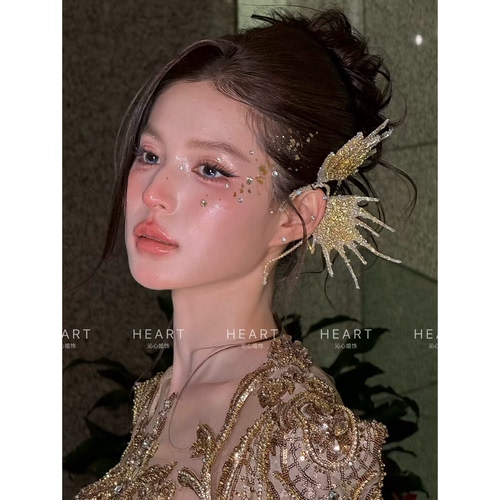 TM｜“鎏金人鱼姬”康康造型金色耳挂