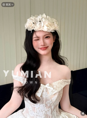 TM｜花白手作蕾丝帽新娘礼服搭配法式