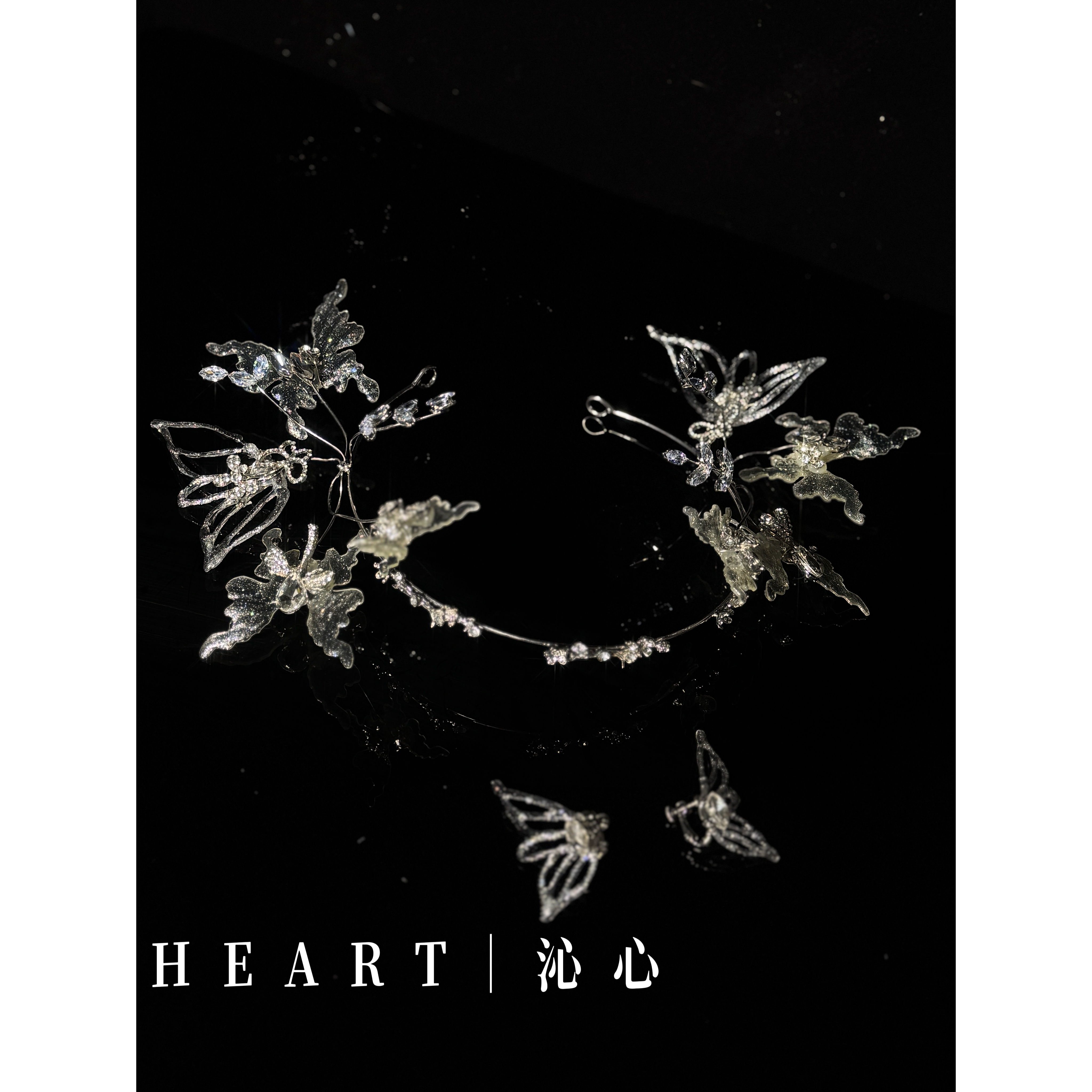 TM｜&ldquo;精灵蝴蝶&rdquo;水凝胶精灵蝴蝶发箍新娘头饰额饰三件套