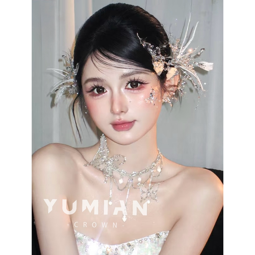 TM｜蝴蝶薄纱碎钻流苏项链