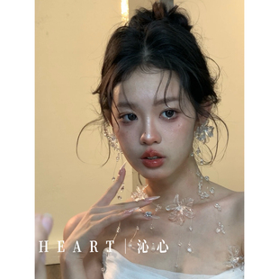 TM｜D04 大花朵水滴胶超仙透感项链耳饰套装